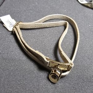 Michael Kors Wrap Around Leather Bracelet Gold Tone Lock Charm New With Tags
